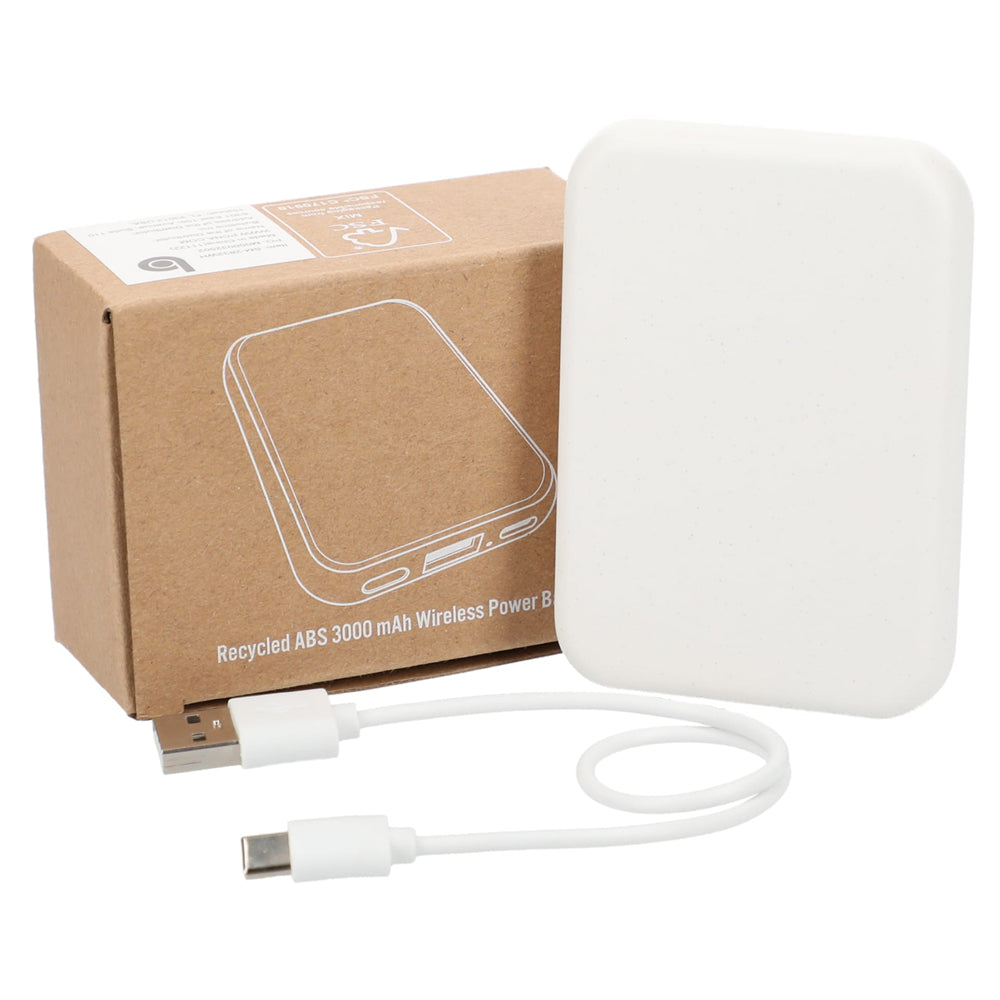 Recycled ABS 3000 mAh Wireless Power Bank