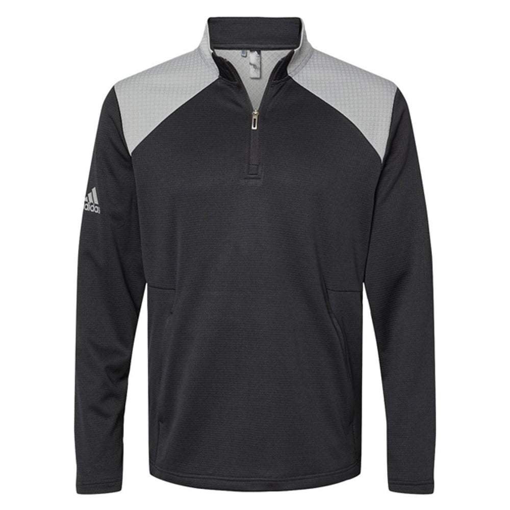 Adidas Textured Mixed Media Quarter-Zip Pullover